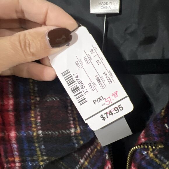 Christopher & Banks Wool Blend Plaid Fleece Full Zip Jacket Women Petite XL New - Picture 4 of 10